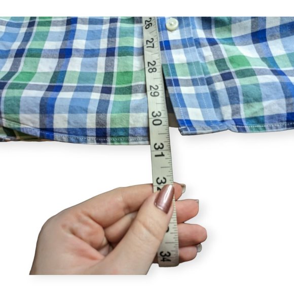 Banana Republic Factory Green/Blue Plaid Long Sleeve Button Down Shirt Size XL - Picture 13 of 13